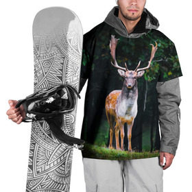 Накидка на куртку 3D с принтом Благородный олень в Санкт-Петербурге, 100% полиэстер |  | деревья | лес | олень | природа | рога