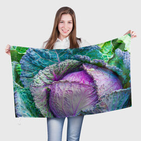 Флаг 3D с принтом Капуста в Санкт-Петербурге, 100% полиэстер | плотность ткани — 95 г/м2, размер — 67 х 109 см. Принт наносится с одной стороны | дача | еда | зелень | капуста | овощи | огород | растения | цветная капуста