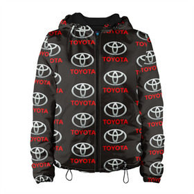 Женская куртка 3D с принтом Toyota в Санкт-Петербурге, ткань верха — 100% полиэстер, подклад — флис | прямой крой, подол и капюшон оформлены резинкой с фиксаторами, два кармана без застежек по бокам, один большой потайной карман на груди. Карман на груди застегивается на липучку | тайота