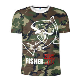 Мужская футболка 3D спортивная с принтом Лучший рыбак в Санкт-Петербурге, 100% полиэстер с улучшенными характеристиками | приталенный силуэт, круглая горловина, широкие плечи, сужается к линии бедра | best fisherman | camouflage | fish | fishing | man | камуфляж | лучший рыбак | мужчина | рыба | рыбалка