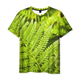 Мужская футболка 3D с принтом Папоротник в Санкт-Петербурге, 100% полиэфир | прямой крой, круглый вырез горловины, длина до линии бедер | ботаника | зелень | листья | папоротник | природа | растения | цветок