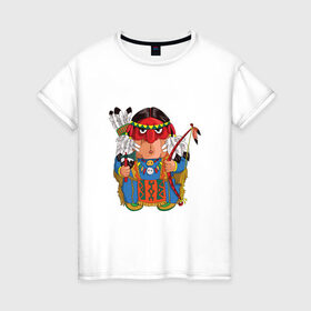 Женская футболка хлопок с принтом Забавные Индейцы 7 в Санкт-Петербурге, 100% хлопок | прямой крой, круглый вырез горловины, длина до линии бедер, слегка спущенное плечо | 
