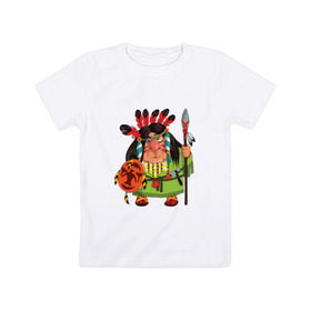 Детская футболка хлопок с принтом Забавные Индейцы 8 в Санкт-Петербурге, 100% хлопок | круглый вырез горловины, полуприлегающий силуэт, длина до линии бедер | апачи | вождь | воин | животные | запад | канада | лидер | лицо | северная | смешные | талисман | цвет