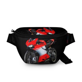 Поясная сумка 3D с принтом Ducati в Санкт-Петербурге, 100% полиэстер | плотная ткань, ремень с регулируемой длиной, внутри несколько карманов для мелочей, основное отделение и карман с обратной стороны сумки застегиваются на молнию | ducati | мото | мотоцикл | скорость