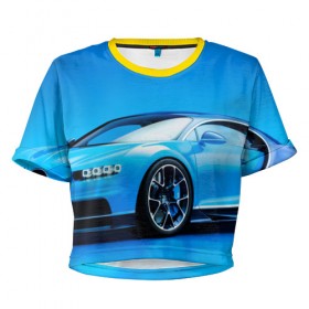 Женская футболка 3D укороченная с принтом Bugatti в Санкт-Петербурге, 100% полиэстер | круглая горловина, длина футболки до линии талии, рукава с отворотами | 