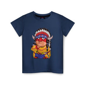 Детская футболка хлопок с принтом Забавные Индейцы 11 в Санкт-Петербурге, 100% хлопок | круглый вырез горловины, полуприлегающий силуэт, длина до линии бедер | апачи | вождь | воин | животные | запад | канада | лидер | лицо | северная | смешные | талисман | цвет