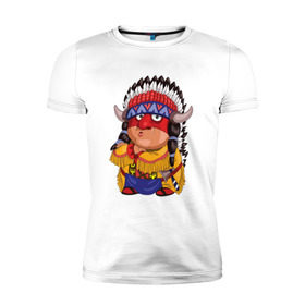 Мужская футболка премиум с принтом Забавные Индейцы 11 в Санкт-Петербурге, 92% хлопок, 8% лайкра | приталенный силуэт, круглый вырез ворота, длина до линии бедра, короткий рукав | апачи | вождь | воин | животные | запад | канада | лидер | лицо | северная | смешные | талисман | цвет