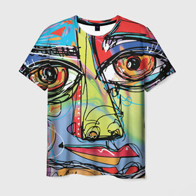 Мужская футболка 3D с принтом Abstract girl graffiti в Санкт-Петербурге, 100% полиэфир | прямой крой, круглый вырез горловины, длина до линии бедер | Тематика изображения на принте: abstract | girl | graffiti