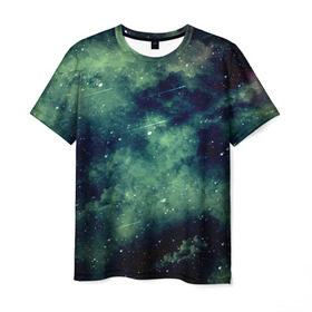 Мужская футболка 3D с принтом Падение звёзд в Санкт-Петербурге, 100% полиэфир | прямой крой, круглый вырез горловины, длина до линии бедер | вселенная | космос | метеорит