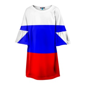 Детское платье 3D с принтом Россия в Санкт-Петербурге, 100% полиэстер | прямой силуэт, чуть расширенный к низу. Круглая горловина, на рукавах — воланы | народный | россия | русский | страны | триколор | флаг