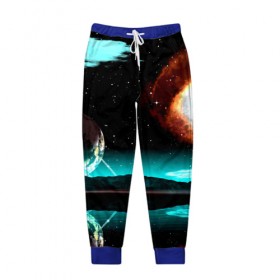 Мужские брюки 3D с принтом Планета в Санкт-Петербурге, 100% полиэстер | манжеты по низу, эластичный пояс регулируется шнурком, по бокам два кармана без застежек, внутренняя часть кармана из мелкой сетки | вселенная | галактика | звезды | планета