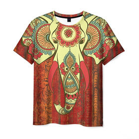 Мужская футболка 3D с принтом Индия 4 в Санкт-Петербурге, 100% полиэфир | прямой крой, круглый вырез горловины, длина до линии бедер | Тематика изображения на принте: india | индия | индуизм | кришна | слон