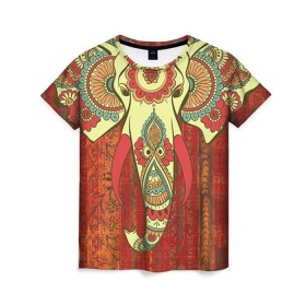Женская футболка 3D с принтом Индия 4 в Санкт-Петербурге, 100% полиэфир ( синтетическое хлопкоподобное полотно) | прямой крой, круглый вырез горловины, длина до линии бедер | Тематика изображения на принте: india | индия | индуизм | кришна | слон