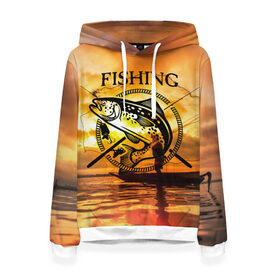 Женская толстовка 3D с принтом Рыбалка в Санкт-Петербурге, 100% полиэстер  | двухслойный капюшон со шнурком для регулировки, мягкие манжеты на рукавах и по низу толстовки, спереди карман-кенгуру с мягким внутренним слоем. | boat | clouds | emblem | fish | fishermen | fishing | logo | nature | net | reflection | river | sky | sturgeon | sun | sunset | water | wave | вода | волна | закат | логотип | лодка | небо | облака | осетр | отражение | природа | река | рыба | рыбаки | р
