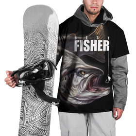 Накидка на куртку 3D с принтом Лучший рыбак в Санкт-Петербурге, 100% полиэстер |  | background | best fisherman | black | fish | fishing | sturgeon | лучший рыбак | осетр | рыба | рыбалка | фон | черный