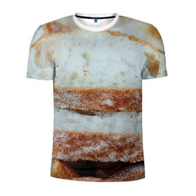 Мужская футболка 3D спортивная с принтом Хлеб в Санкт-Петербурге, 100% полиэстер с улучшенными характеристиками | приталенный силуэт, круглая горловина, широкие плечи, сужается к линии бедра | батон | булка | булочка | выпечка | еда | кулинария | кусочек | мука | хлеб