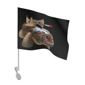 Флаг для автомобиля с принтом Лучший рыбак в Санкт-Петербурге, 100% полиэстер | Размер: 30*21 см | best fisherman | black background | deep | fish | fishing | jaws | predator | teeth | water | вода | глубина | зубы | лучший | пасть | рыба | рыбак | рыбалка | хищник | черный фон