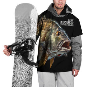 Накидка на куртку 3D с принтом Лучший рыбак в Санкт-Петербурге, 100% полиэстер |  | Тематика изображения на принте: background | best fisherman | black | fish | fishing | лучший рыбак | рыба | рыбалка | фон | черный