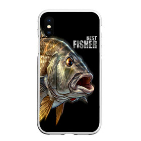 Чехол для iPhone XS Max матовый с принтом Лучший рыбак в Санкт-Петербурге, Силикон | Область печати: задняя сторона чехла, без боковых панелей | background | best fisherman | black | fish | fishing | лучший рыбак | рыба | рыбалка | фон | черный