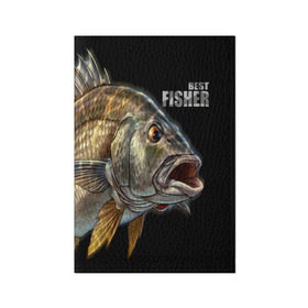 Обложка для паспорта матовая кожа с принтом Лучший рыбак в Санкт-Петербурге, натуральная матовая кожа | размер 19,3 х 13,7 см; прозрачные пластиковые крепления | background | best fisherman | black | fish | fishing | лучший рыбак | рыба | рыбалка | фон | черный