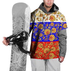 Накидка на куртку 3D с принтом Хохлома в Санкт-Петербурге, 100% полиэстер |  | народный | орнамент | роспись | традиционный | триколор