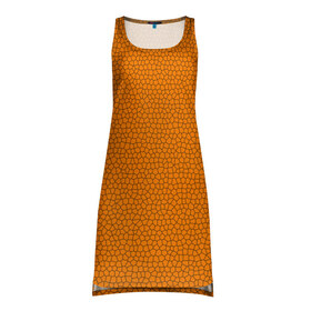 Платье-майка 3D с принтом Витраж Оранжевый в Санкт-Петербурге, 100% полиэстер | полуприлегающий силуэт, широкие бретели, круглый вырез горловины, удлиненный подол сзади. | Тематика изображения на принте: texture | витраж | оранжевый | текстура