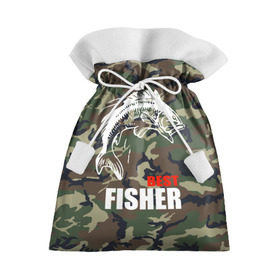Подарочный 3D мешок с принтом Лучший рыбак в Санкт-Петербурге, 100% полиэстер | Размер: 29*39 см | Тематика изображения на принте: best fisherman | camouflage | fish | fishing | камуфляж | лучший рыбак | рыба | рыбалка
