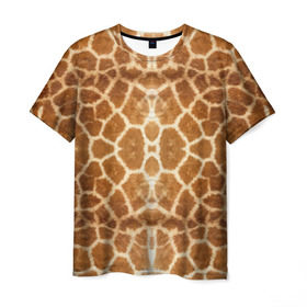 Мужская футболка 3D с принтом Шкура Жирафа в Санкт-Петербурге, 100% полиэфир | прямой крой, круглый вырез горловины, длина до линии бедер | textures | животное | жираф | текстура