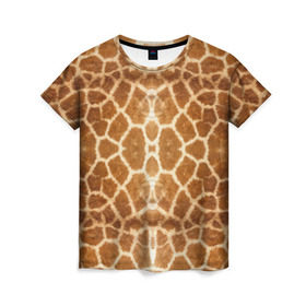 Женская футболка 3D с принтом Шкура Жирафа в Санкт-Петербурге, 100% полиэфир ( синтетическое хлопкоподобное полотно) | прямой крой, круглый вырез горловины, длина до линии бедер | textures | животное | жираф | текстура