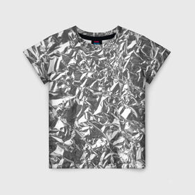 Детская футболка 3D с принтом Silver в Санкт-Петербурге, 100% гипоаллергенный полиэфир | прямой крой, круглый вырез горловины, длина до линии бедер, чуть спущенное плечо, ткань немного тянется | silver | texture | драгоценный | металл | серебро | текстура