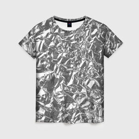 Женская футболка 3D с принтом Silver в Санкт-Петербурге, 100% полиэфир ( синтетическое хлопкоподобное полотно) | прямой крой, круглый вырез горловины, длина до линии бедер | silver | texture | драгоценный | металл | серебро | текстура