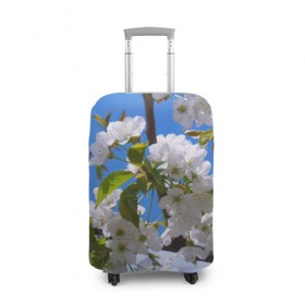 Чехол для чемодана 3D с принтом Вишнёвый цвет в Санкт-Петербурге, 86% полиэфир, 14% спандекс | двустороннее нанесение принта, прорези для ручек и колес | весна | вишня | лепестки | прикольные картинки | цветение | цветы