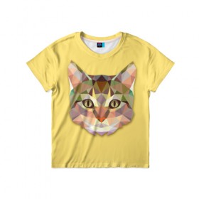 Детская футболка 3D с принтом Triangle cat в Санкт-Петербурге, 100% гипоаллергенный полиэфир | прямой крой, круглый вырез горловины, длина до линии бедер, чуть спущенное плечо, ткань немного тянется | abstract | cat | triangle cat | кот