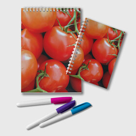 Блокнот с принтом Томаты в Санкт-Петербурге, 100% бумага | 48 листов, плотность листов — 60 г/м2, плотность картонной обложки — 250 г/м2. Листы скреплены удобной пружинной спиралью. Цвет линий — светло-серый
 | дача | еда | зелень | красный | овощи | огород | помидоры | томаты