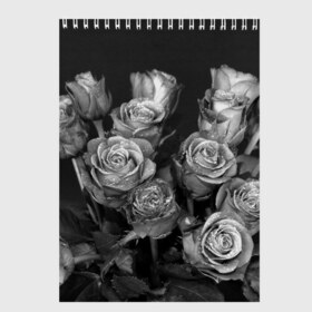 Скетчбук с принтом Черно-белые розы в Санкт-Петербурге, 100% бумага
 | 48 листов, плотность листов — 100 г/м2, плотность картонной обложки — 250 г/м2. Листы скреплены сверху удобной пружинной спиралью | букет | цветы