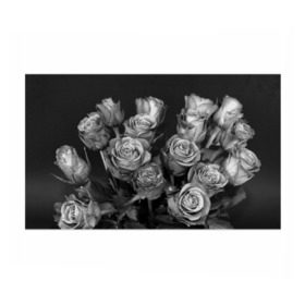 Бумага для упаковки 3D с принтом Черно-белые розы в Санкт-Петербурге, пластик и полированная сталь | круглая форма, металлическое крепление в виде кольца | букет | цветы