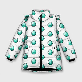 Зимняя куртка для девочек 3D с принтом Minecraft diamond в Санкт-Петербурге, ткань верха — 100% полиэстер; подклад — 100% полиэстер, утеплитель — 100% полиэстер. | длина ниже бедра, удлиненная спинка, воротник стойка и отстегивающийся капюшон. Есть боковые карманы с листочкой на кнопках, утяжки по низу изделия и внутренний карман на молнии. 

Предусмотрены светоотражающий принт на спинке, радужный светоотражающий элемент на пуллере молнии и на резинке для утяжки. | майнкрафт