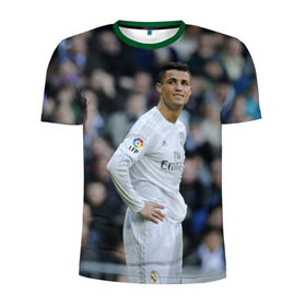 Мужская футболка 3D спортивная с принтом Cristiano Ronaldo в Санкт-Петербурге, 100% полиэстер с улучшенными характеристиками | приталенный силуэт, круглая горловина, широкие плечи, сужается к линии бедра | криштиану роналду | реал мадрид