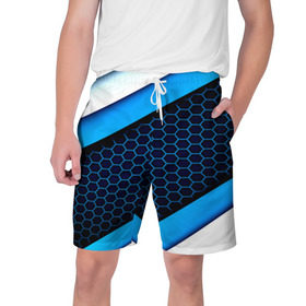 Мужские шорты 3D с принтом CS GO в Санкт-Петербурге,  полиэстер 100% | прямой крой, два кармана без застежек по бокам. Мягкая трикотажная резинка на поясе, внутри которой широкие завязки. Длина чуть выше колен | геометрия | синий