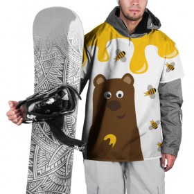 Накидка на куртку 3D с принтом Медведь в мёде в Санкт-Петербурге, 100% полиэстер |  | мёд | медведь | миша | пчелы