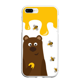 Чехол для iPhone 7Plus/8 Plus матовый с принтом Медведь в мёде в Санкт-Петербурге, Силикон | Область печати: задняя сторона чехла, без боковых панелей | мёд | медведь | миша | пчелы