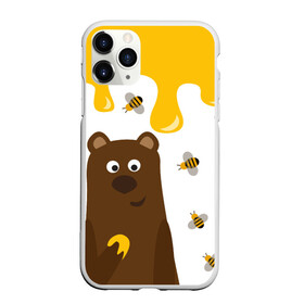 Чехол для iPhone 11 Pro матовый с принтом Медведь в мёде в Санкт-Петербурге, Силикон |  | мёд | медведь | миша | пчелы