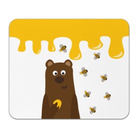 Коврик прямоугольный с принтом Медведь в мёде в Санкт-Петербурге, натуральный каучук | размер 230 х 185 мм; запечатка лицевой стороны | мёд | медведь | миша | пчелы