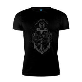 Мужская футболка премиум с принтом Гладкое море в Санкт-Петербурге, 92% хлопок, 8% лайкра | приталенный силуэт, круглый вырез ворота, длина до линии бедра, короткий рукав | море | моряк | символы | якорь