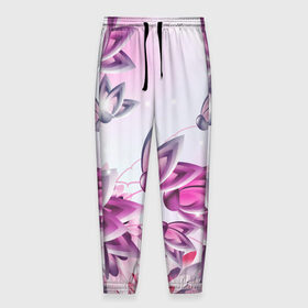 Мужские брюки 3D с принтом Розовые цветы в Санкт-Петербурге, 100% полиэстер | манжеты по низу, эластичный пояс регулируется шнурком, по бокам два кармана без застежек, внутренняя часть кармана из мелкой сетки | лепестки | прикольные картинки | розовый | цветочки | цветы