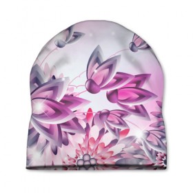 Шапка 3D с принтом Розовые цветы в Санкт-Петербурге, 100% полиэстер | универсальный размер, печать по всей поверхности изделия | лепестки | прикольные картинки | розовый | цветочки | цветы