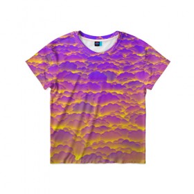 Детская футболка 3D с принтом Фиолетовые облака в Санкт-Петербурге, 100% гипоаллергенный полиэфир | прямой крой, круглый вырез горловины, длина до линии бедер, чуть спущенное плечо, ткань немного тянется | Тематика изображения на принте: закат | небо | облака | солнце | тучи