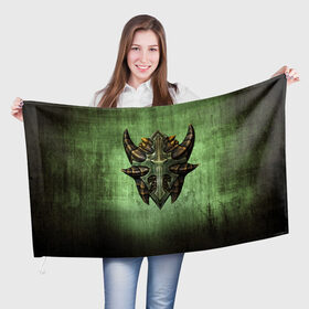 Флаг 3D с принтом Чешуйчатый щит Дракона в Санкт-Петербурге, 100% полиэстер | плотность ткани — 95 г/м2, размер — 67 х 109 см. Принт наносится с одной стороны | дракон | игрок | игры | компьютерные игры | щит