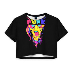 Женская футболка 3D укороченная с принтом Punk в Санкт-Петербурге, 100% полиэстер | круглая горловина, длина футболки до линии талии, рукава с отворотами | молодёжь | панки | прикол | субкультура | хиппи | цвет