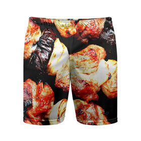 Мужские шорты 3D спортивные с принтом Шашлыки в Санкт-Петербурге,  |  | Тематика изображения на принте: лето | мясо | шампур